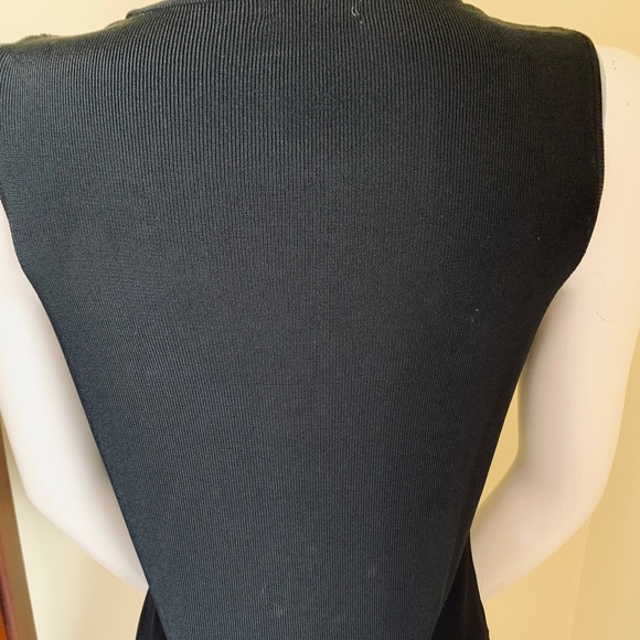 Black Rayon Woman Knit Tank Top blouse with black beaded Front US M - Picture 6 of 11